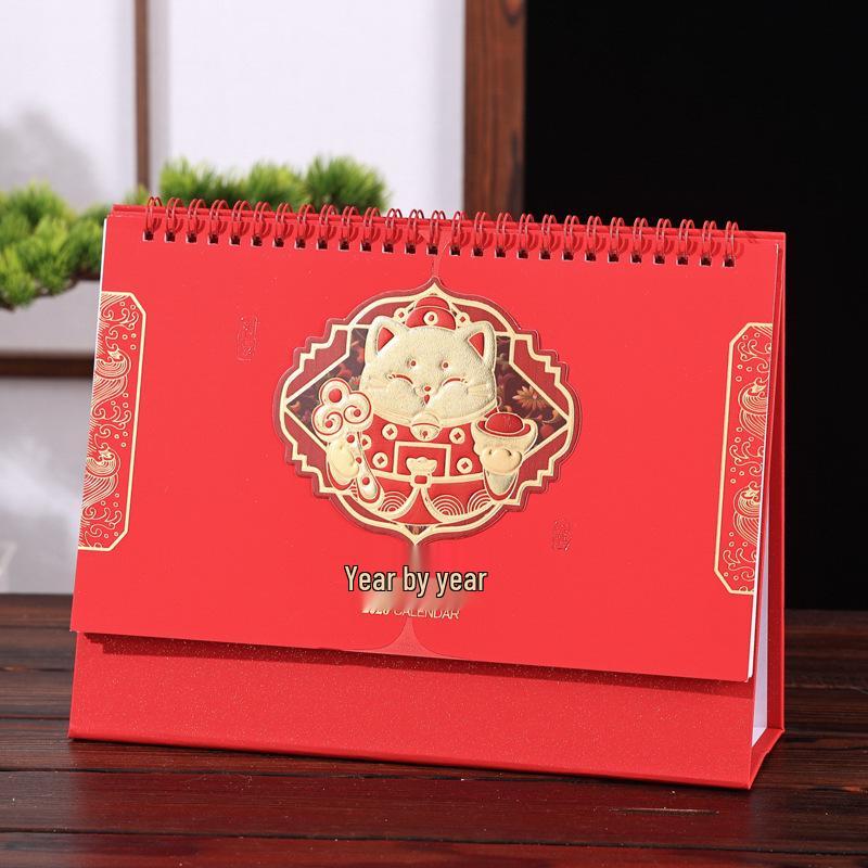 2026 Chinese Style Year of the Horse Red Desk Calendar – Creative Cut-out Design