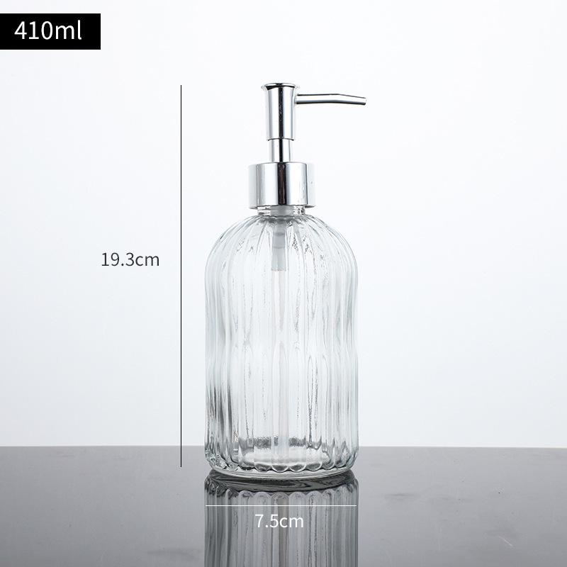 Transparent Glass Pump Bottle for Soap, Shampoo, & Shower Gel