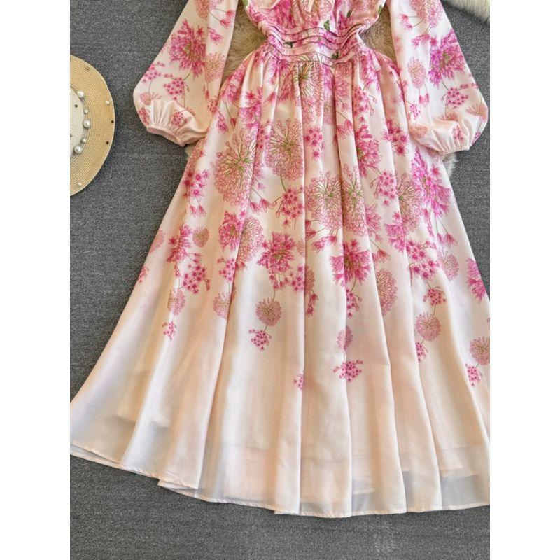 Accessible Luxury Waist-Tight A- line Printed Elegance Dress Dress