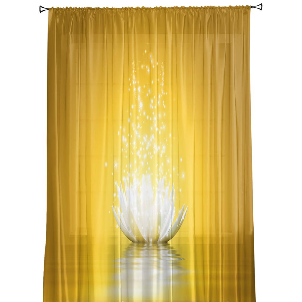 Perdele transparente din flori de lotus, galbene, perdele din tul pentru fereastră, pentru dormitor, bucătărie, draperii din voal