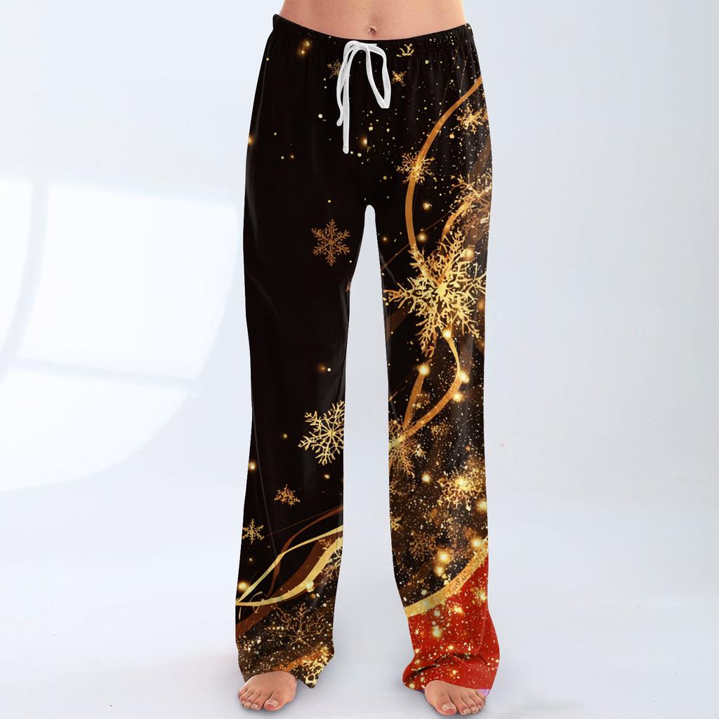 Women's Casual Fashion Christmas Printed Trousers Plush Casual Pants