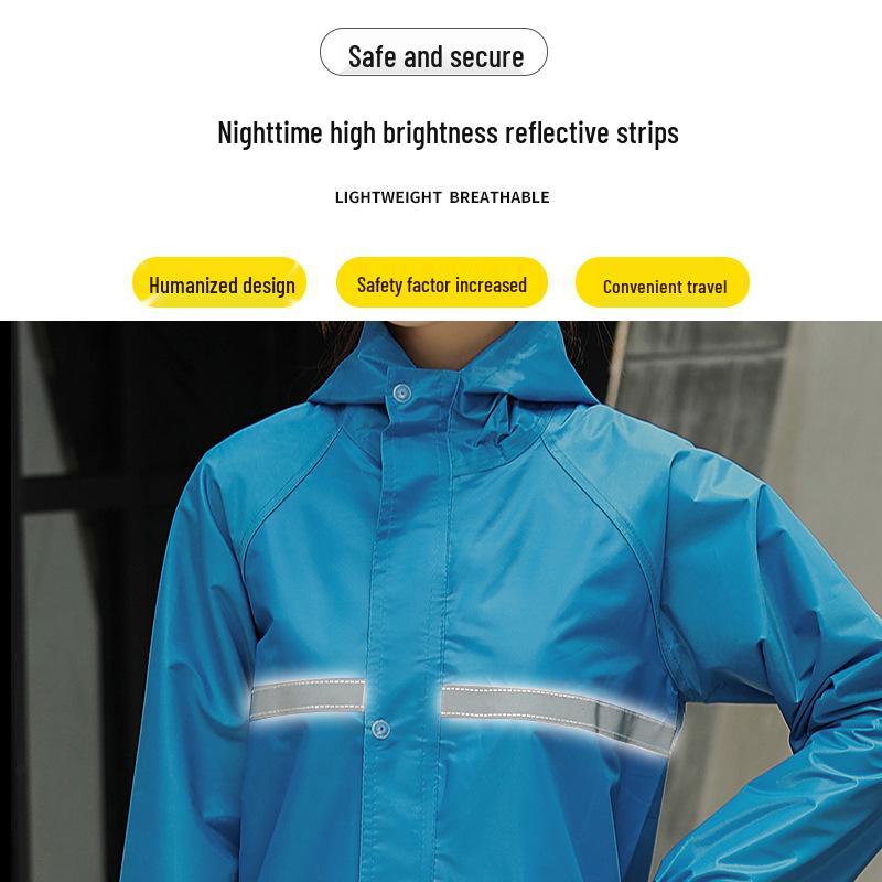 Electric Motorcycle Split Raincoat and Rain Pants Set with Reflective Strips for Outdoor Riding and Labor Protection.