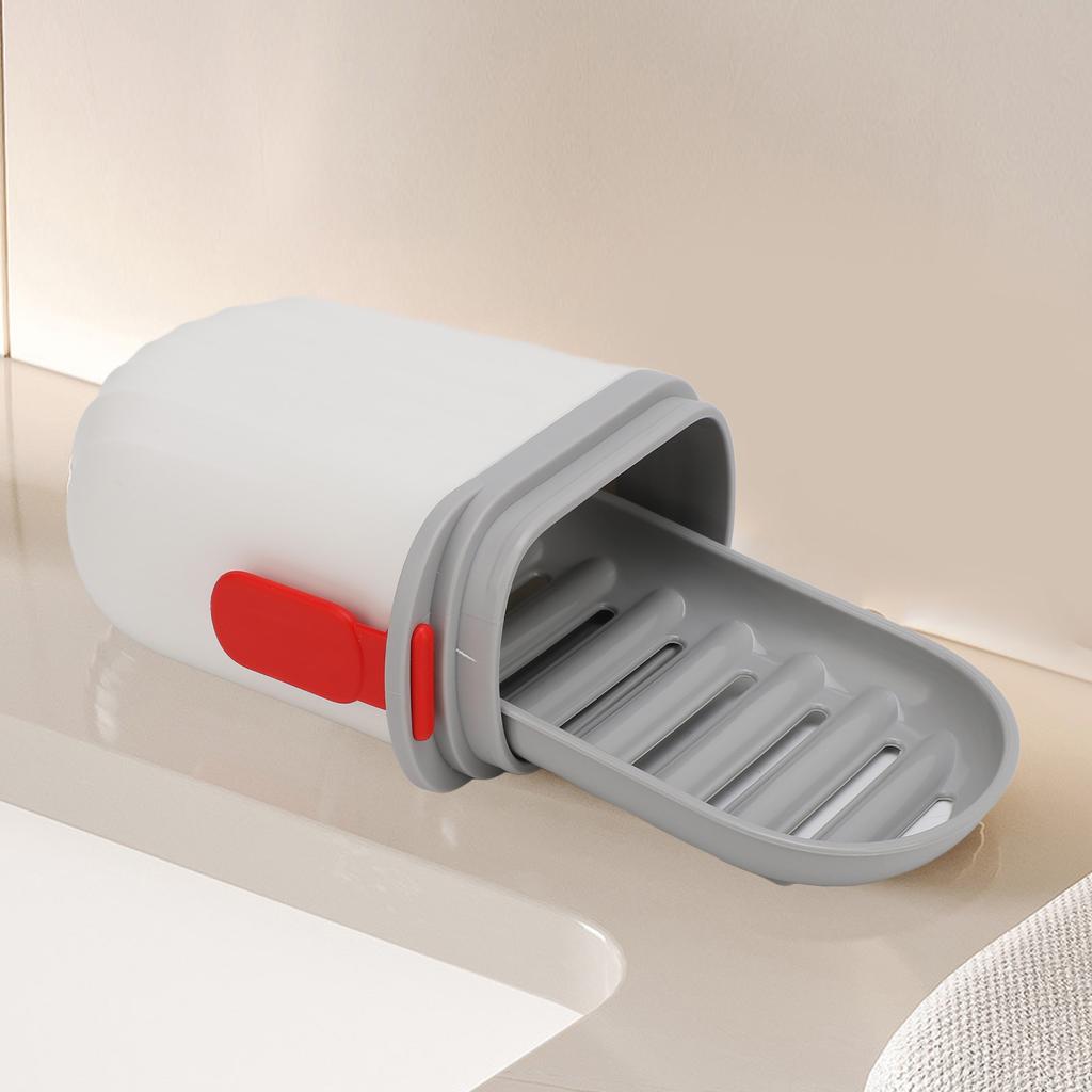 Travel Soap Case PET Leakproof Portable Soap Container with Lid Draining Tray for Traveling Camping Gym