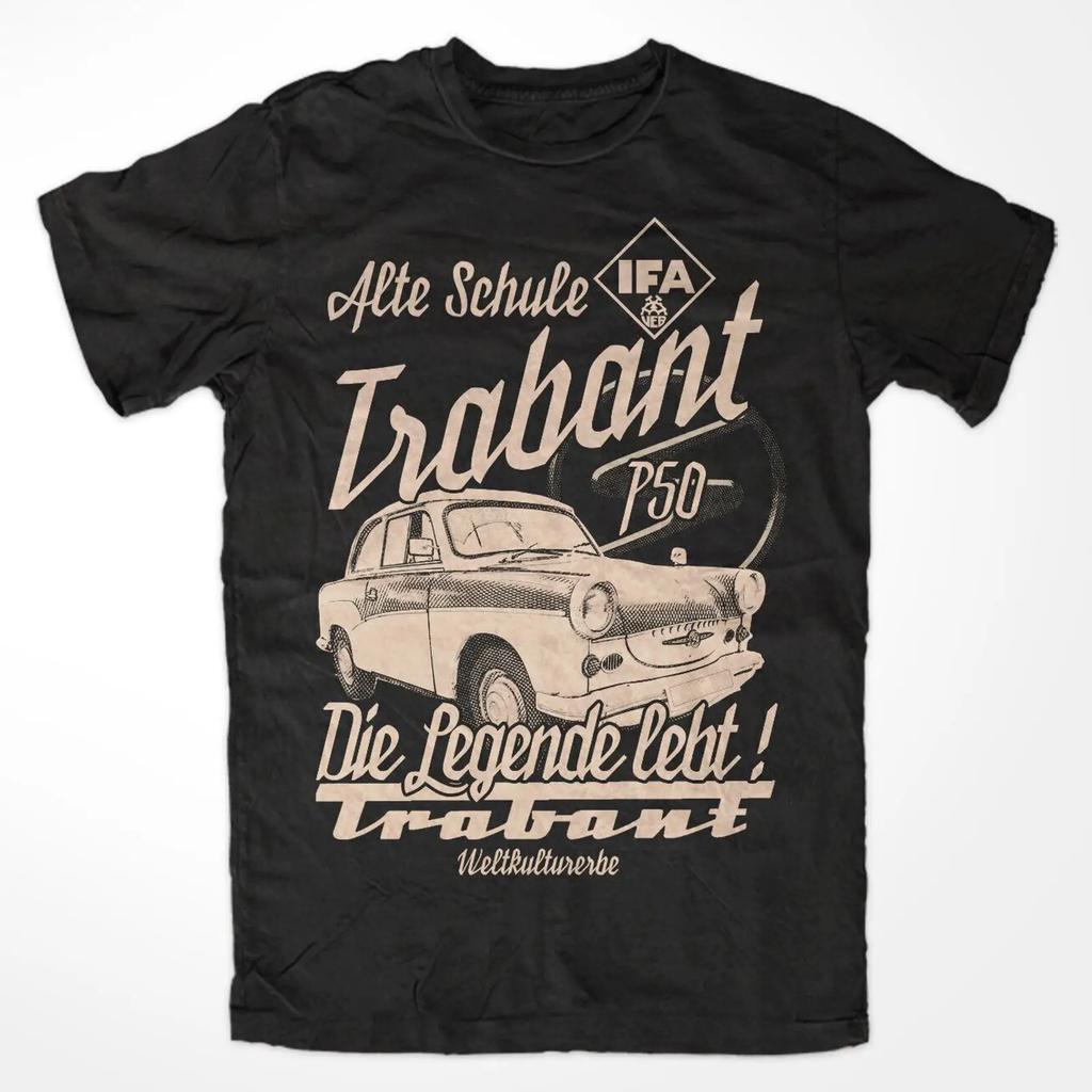Trabant Die Legende M2 T Shirt SCHWARZ S51 DDR OSTKULT Weltkulturerbe P50 vintage Washed Comfortable Slightly fashion Soft