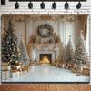 Merry Christmas Backdrop Santa Claus Xmas Fireplace Photography Background Home Family Party Decoration 2026 Xmas Photo Props310