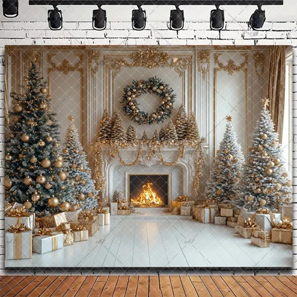 Merry Christmas Backdrop Santa Claus Xmas Fireplace Photography Background Home Family Party Decoration 2026 Xmas Photo Props310