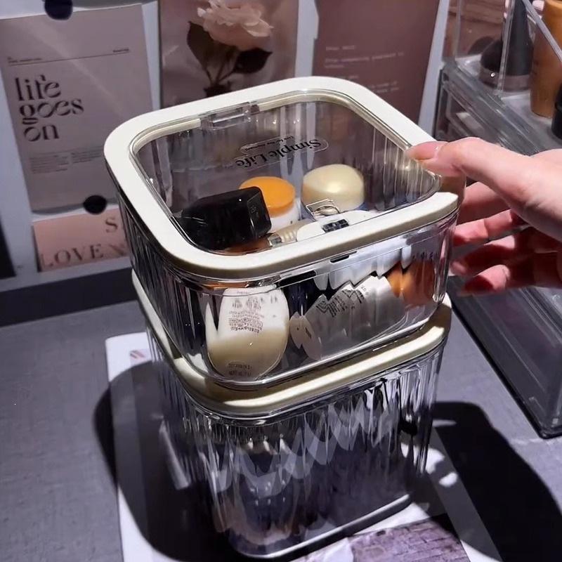 Clear Storage Containers Box With Flip Top Lids Desktop Rubber Band Hair Rope Hairpin Organizing Small Items Box pet bpafree