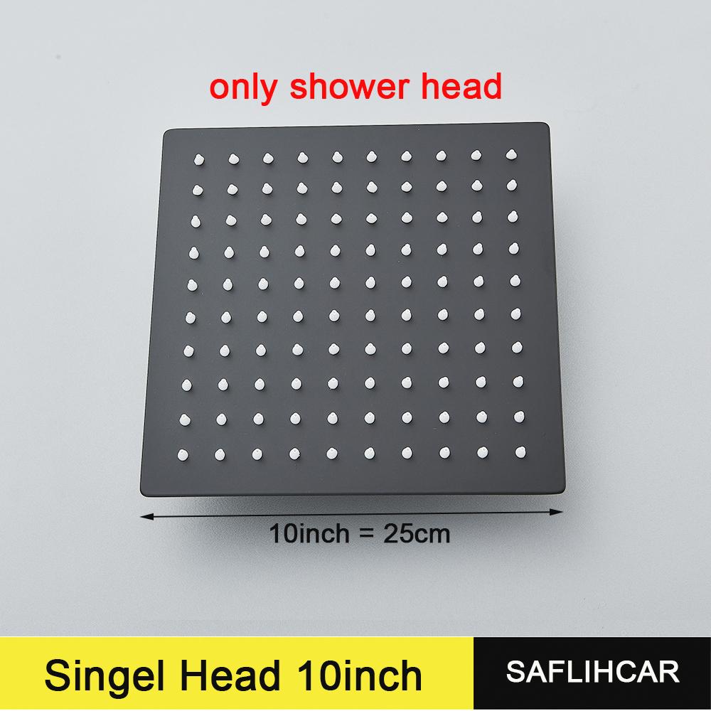 Stainless Steel Black Shower Head 8/10/12 Inch Chrome Rainfall Bath Head Wall Mounted Bathroom Accessories