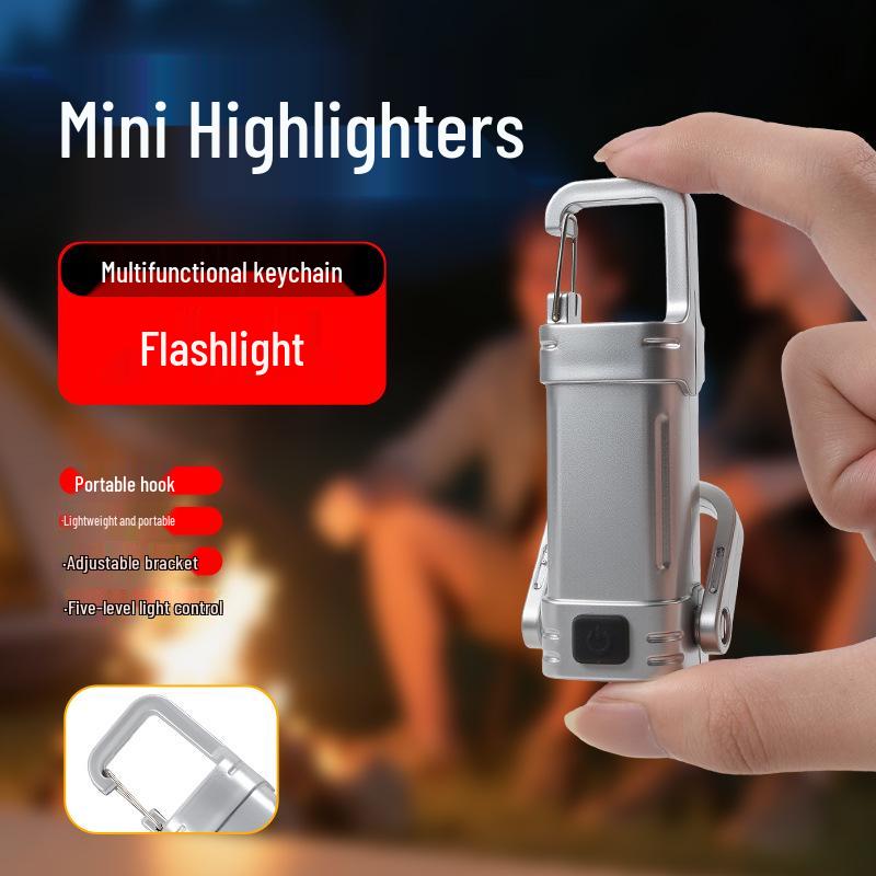 Mini Pocket LED Keychain Flashlight with Hook – High-Intensity Outdoor Floodlight