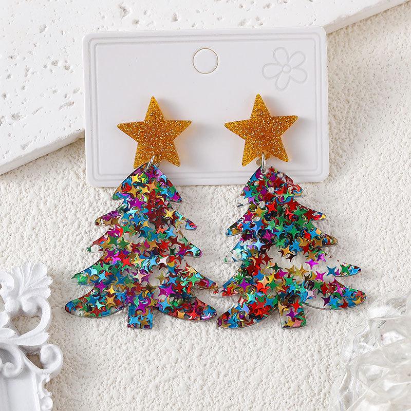 European & American Christmas Earrings: Cute Snowflake & Tree Designs for Women