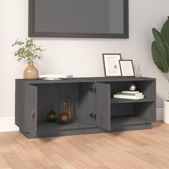 VidaXL Meuble TV Gris 105x34x40 cm Bois de pin massif 818222