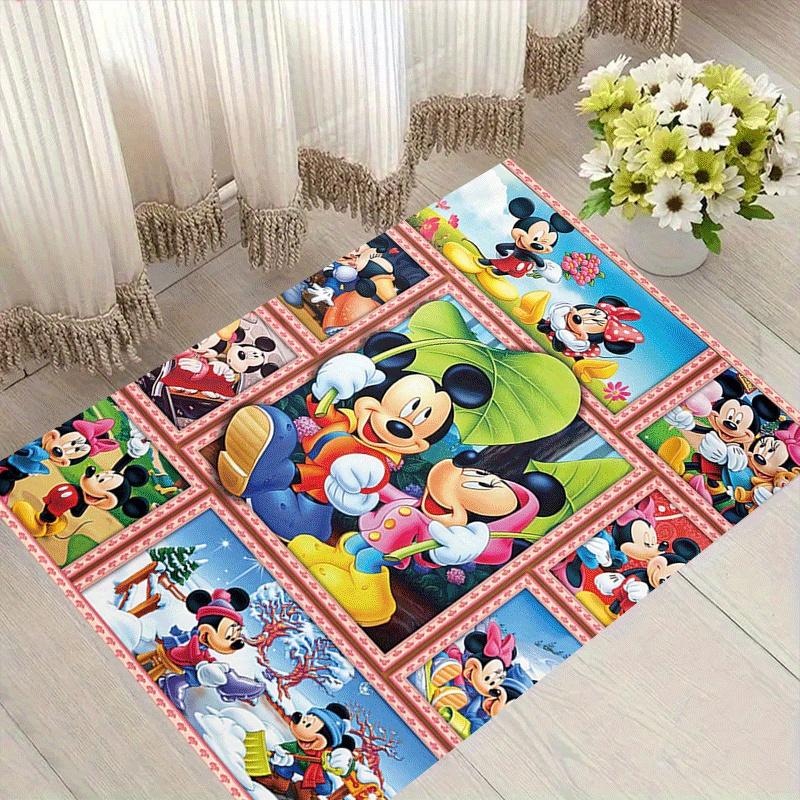 1 szt. Dywanik Mickey i Minnie, Dywanik do pokoju, sypialni i pokoju zabaw, Trwały, Odporny na plamy i Łatwy do czyszczenia, Salon