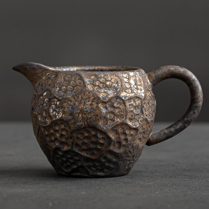Japanese Style Rust Glazed Ceramic Teapot Retro Side Handle Fair Cup Pouring Tea Cups Kung Fu Tea Set Household Tea Infuser