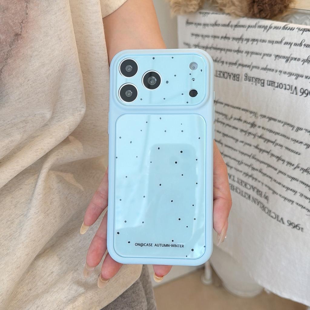 Small fresh polka dots are suitable for Apple 17pro mobile phone case 17promax anti-drop case 16 large window case 15.
