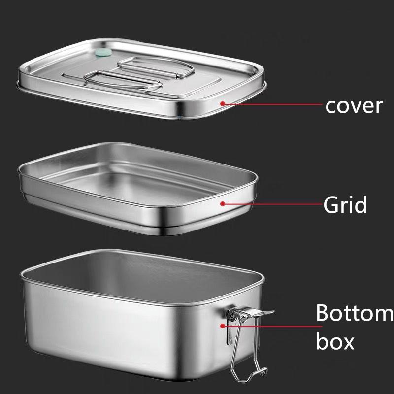 304 Stainless Steel Bento Lunch Box for Kids Adults Portable Double Layer Sealed Food Storage Containers for Work Picnic Tablewa