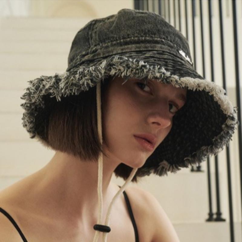 Allincomplete Denim Bleaching Safari Hat Black
