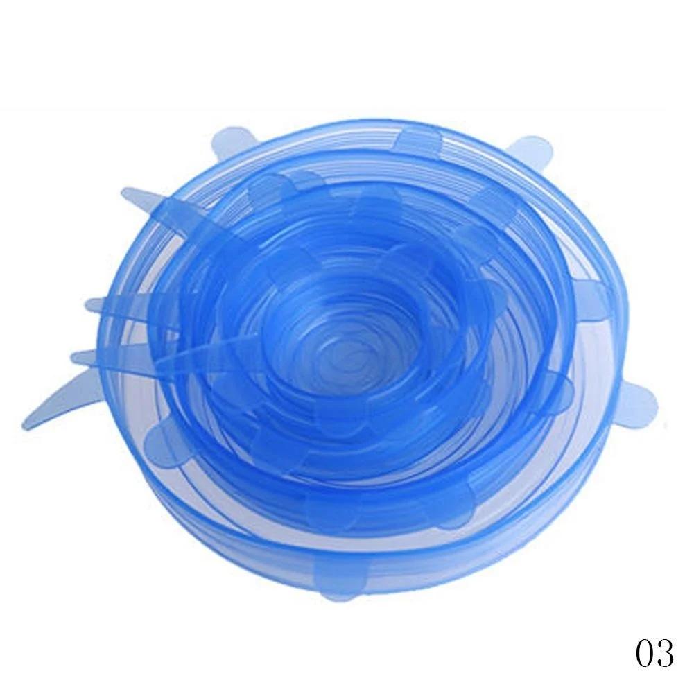 6pcs/set Reusable Silicone Wrap Food Fresh Keeping Wrap Kitchen Tools Silicone Food Wrap Seal Lid Cover Stretch Tools