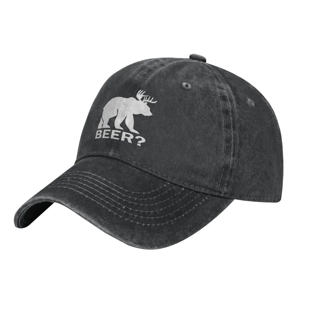 Deer Beer Bear Baseball Cowboy Hat Adjustable Trucker Hat Black