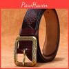 Classic Leather Belt For Men And Women With Brass Pin Buckle And Casual Style