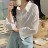 Shop Women Collar Neck Loose Fit Long Sleeve Blouse Ivory Cha Wbl 20366