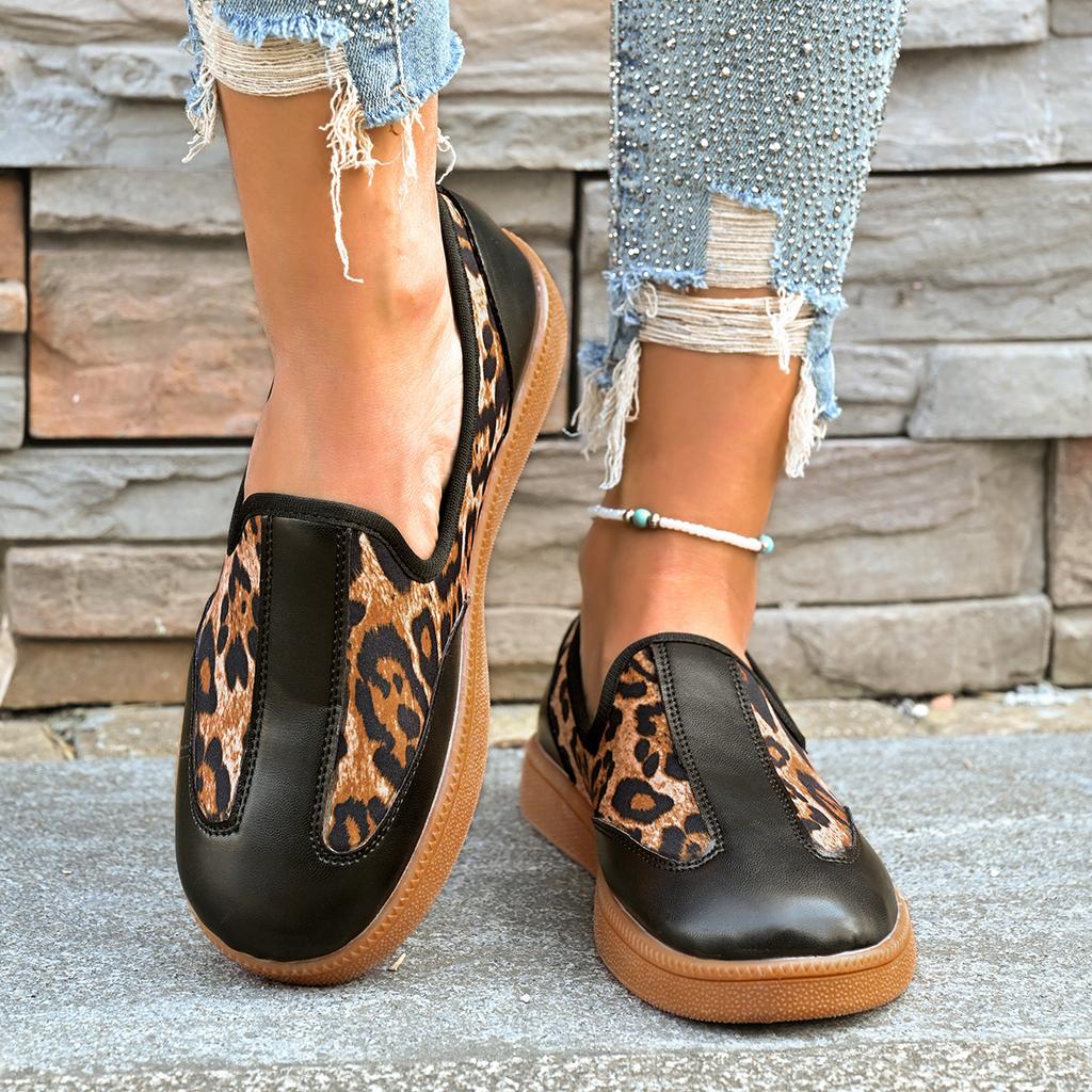 Spring New Casual Shoes Leopard Print Travel Running Shoes Breathable Cloth Lightweight Sports Women's Shoes