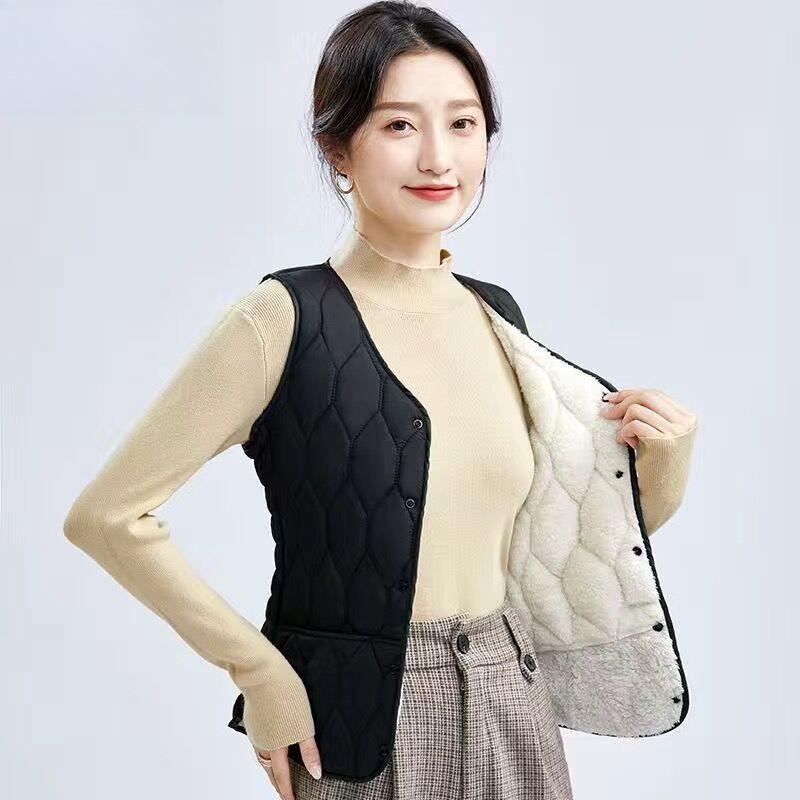 Autumn and Winter Down Cotton Vest Women Thickened Slim and Thin Inner Wear Large Size Short Vest