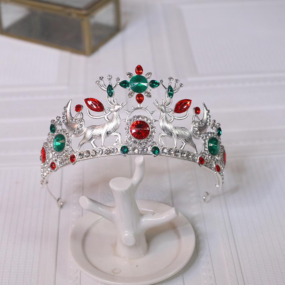 1 Stück Exquisite Weihnachtskrone Elegantes Strass Metall Haaraccessoire Geeignet zum Tragen Weihnachtsfeier Unisex Weihnachtsgeschenk