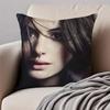 Attractive actress AAnne Hathaway Cushion Cover Pillowcase Antidustmite Invisible Zipper Short Plush Sofa Cushion