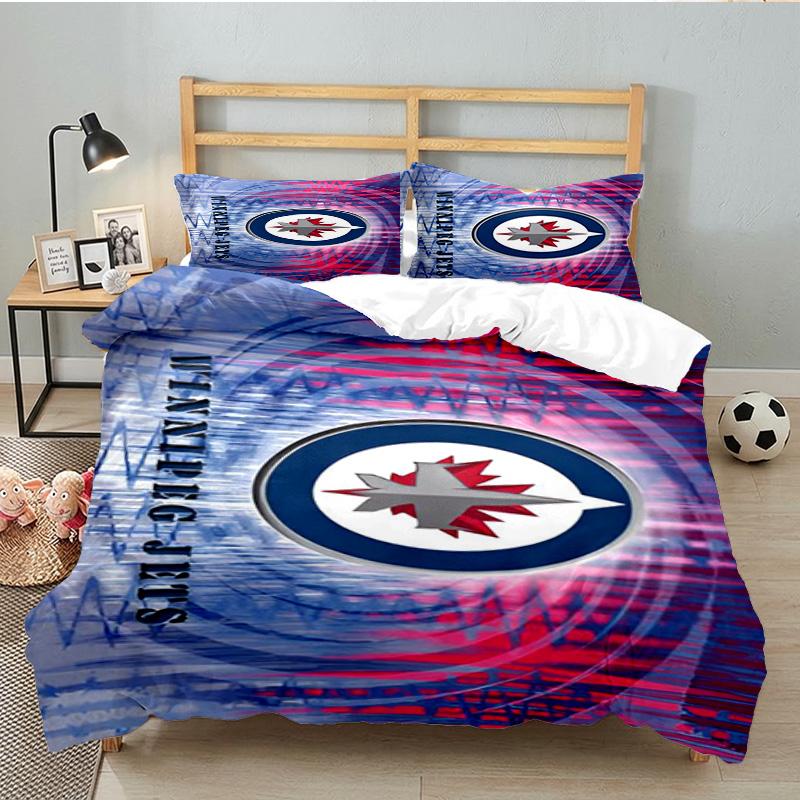 Jets Hockey Team 3PCS Bedding set,Ideal for 1pc Duvet Cover And 2pcs Pillowcases Perfect for Fan gift,Ideal for Bedroom, Dormitory