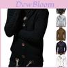 Elegant Men Long Sleeve Knitted Sweater With Horn Buttons And Turtleneck Coat Cardigan
