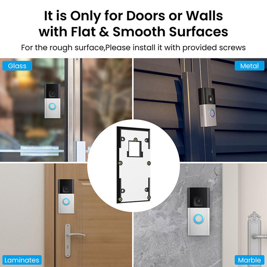 Adhesive Doorbell Mount with Video Doorbell 3 Plus 4 Battery Doorbell Plus Professional Without Drilling Installation