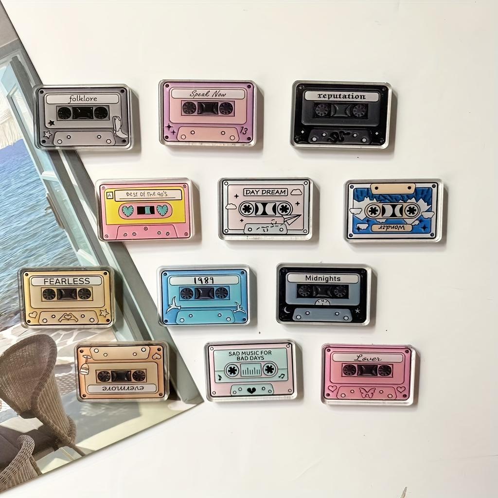 6 szt. akrylowych miniaturowych mini taśm radiowych do lodówki przymocowanych do dekoracji domu magnesów urocze magnesy