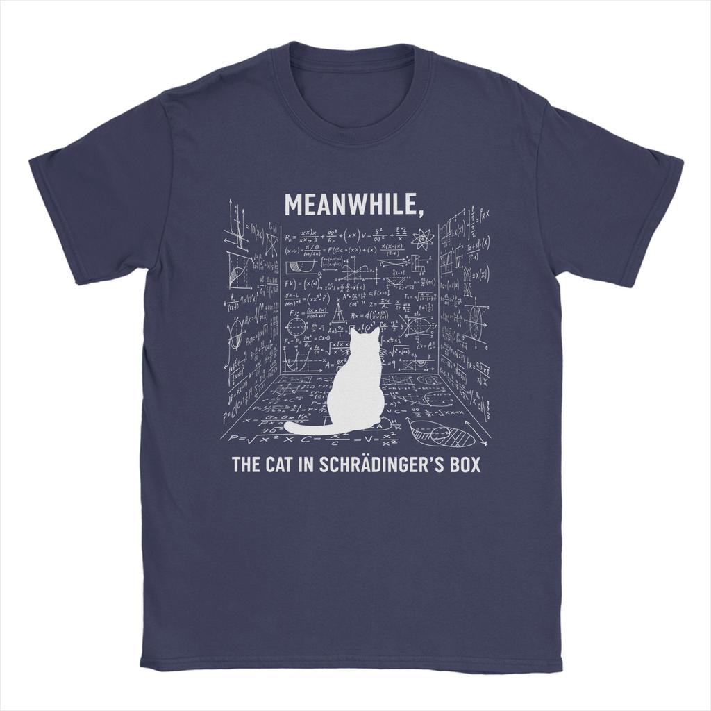 Herren T-Shirt Schrödingers Katze Physik Gleichungen Lustig 100% Baumwolle T-Shirt Kurzarm T-Shirt O-Ausschnitt Oberteile Geburtstagsgeschenk