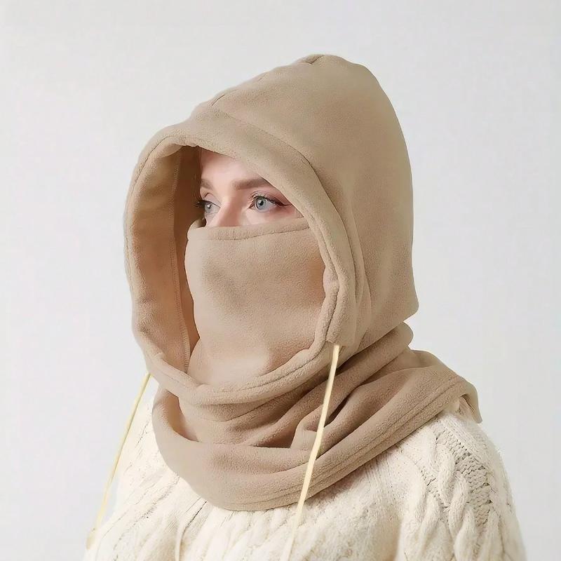 A Woman's Black Fleece Balaclava Hat, Sun Proof Cycling Hat