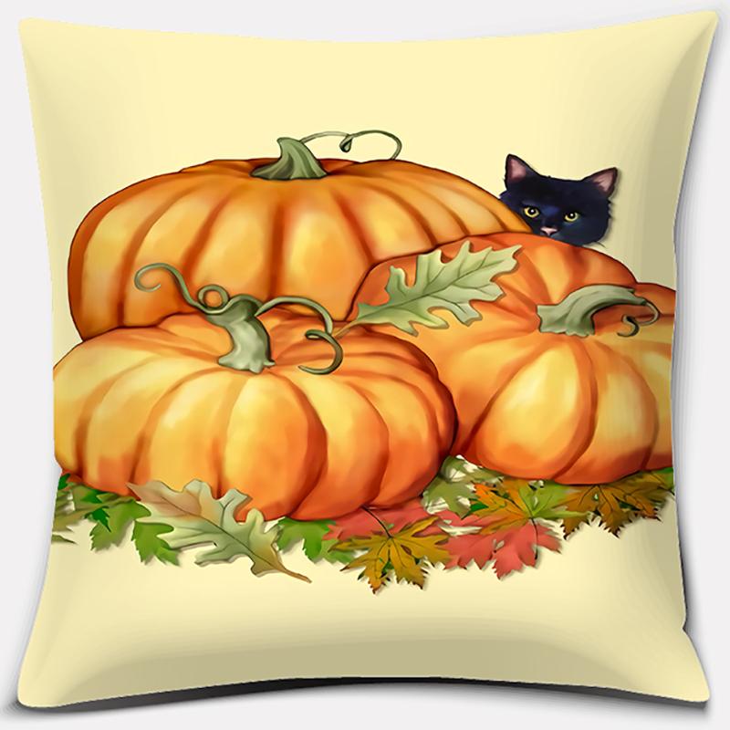 Pumpkin Halloween Thanksgiving Printing Series Pattern Pillowcase Square Pillowcase Home Office Decoration Pillowcase