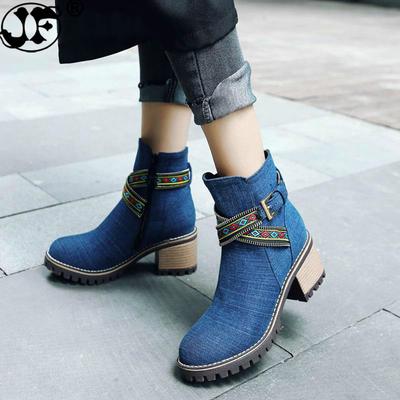 Denimstiefel Damenstiefeletten Damenstiefel Cowboy Denim High Heels Schuhe sexy Damenschuhe Damenstiefelettenrfg567