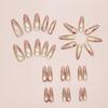 30pcs Long Square and Almond False Nails Crystal and Bow Knot French Press On Nails Cat Eye Flowers Detachable Nail Tips Women
