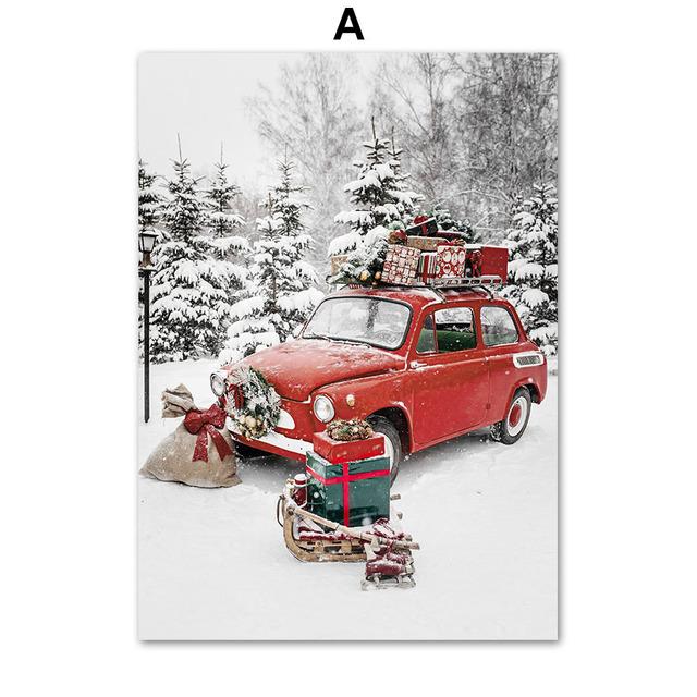 

Зимний рождественский пейзаж, постеры, принты, снеговик, белка, Лось, кофе, холст, живопись, настенные художественные фотографии для декора гостиной 21cm×30cm NoFrame