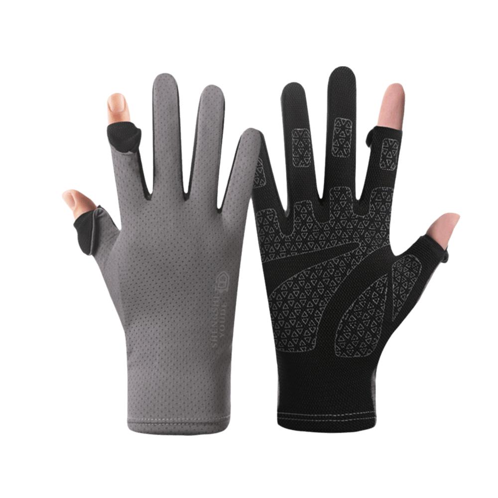 Slip Resistant Sunscreen Cycling Gloves Thin Breathable Mesh Sun Protection Gloves  Summer Men s Style серый