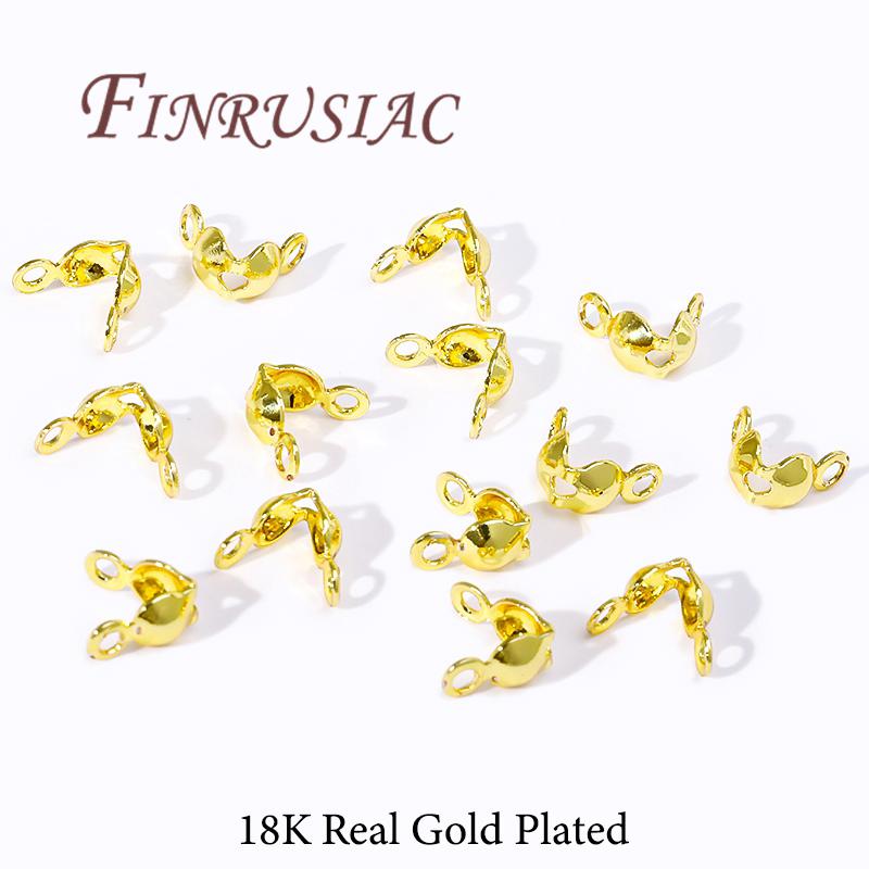 3.2mm 4mm 18K Gold Plated Crimp Bead Cover,End Caps For Jewelry Making Supplies,DIY Bracelets Accessories,Crimp Beads Findings
