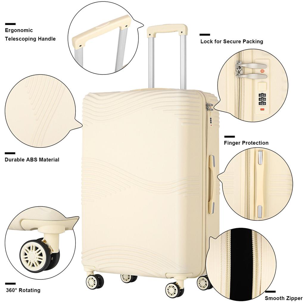 3PCS Luggage Set 20/24/28" Travel ABS+PC Hardside Spinner Wheels Suitcase with TSA Lock