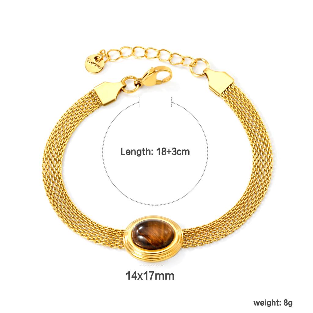 Luxury Chic Cat Eye Stone Mesh Chain Bracelet Fashion Trendy Metal Jewelry for Women