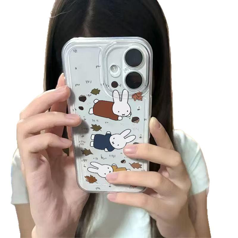 Maple Leaf Rabbit Phone Case - Transparent, Anti-drop, Compatible with Apple 17 Pro Max, 16 Pro, 15, 13 Pro, and XS