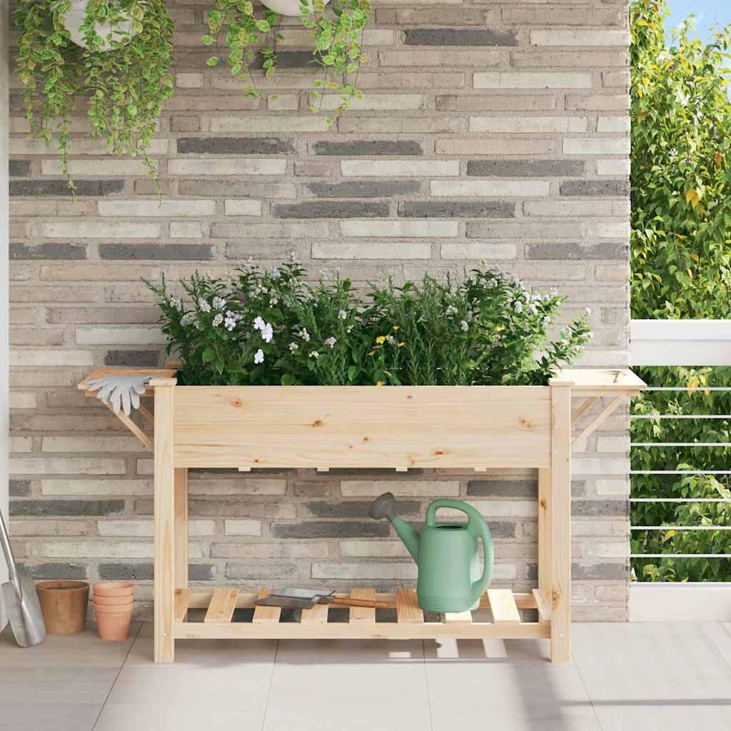 Garden Planter with Shelf Beige 155 x 59 x 76.5 cm
