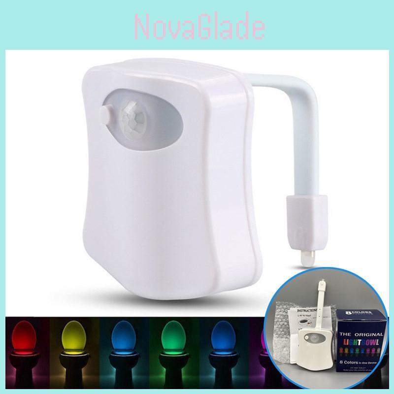 Smart Geometric Toilet Night Light With Abs Cover And 8 Color Leds For Bathroom Use