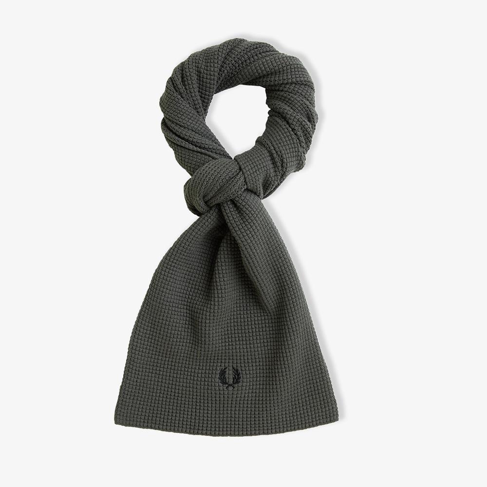 FRED PERRY Waffle Knit Cotton Scarf - Field Green Cfpu2438150-638