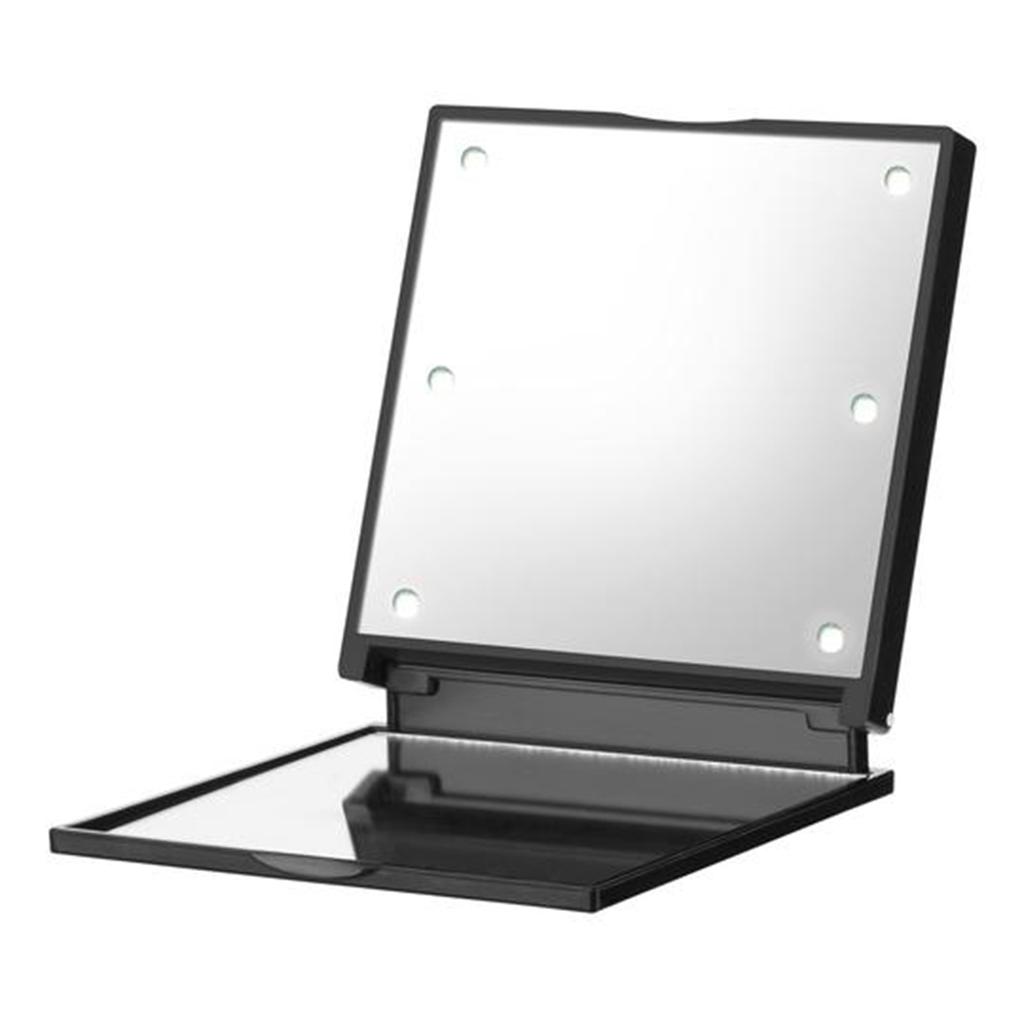 Mini LED Makeup Mirror Folding Portable Makeup Mirror with 6 LEDs Doublesided Cosmetic Mirror