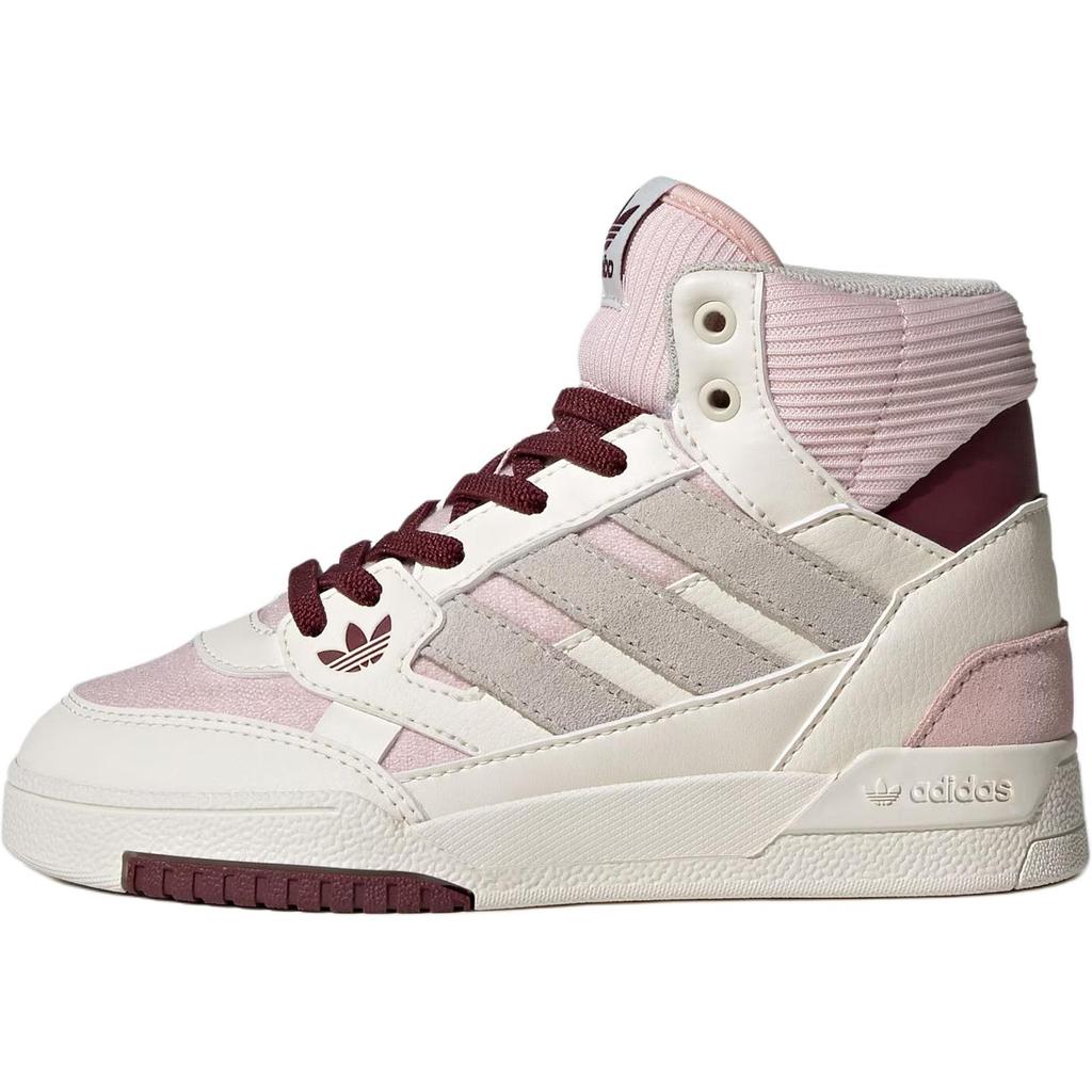 Adidas Originals Drop Step Se Synthetic Leather Comfortable Versatile Slip Resistant Mid Top Kids Skate Shoes Light Pink Kids Skate Shoes IH3286