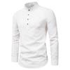 Men's Solid Color Stand Collar Long Sleeve Shirt, Smil Fit Casual and Fashionable Cotton Long Sleeve Henry Shirt