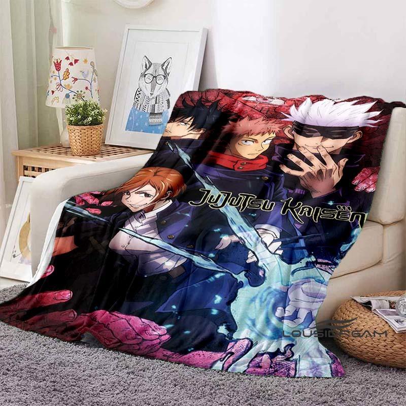 Jujutsu Kaisen Cartoon-Themed Flannel Blanket — Soft & Cozy Throw for Bed, Sofa, or Picnic Use — A Great Gift for Kids